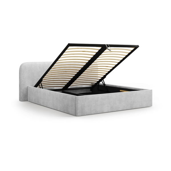 Helehall polsterdatud kaheinimesevoodi koos panipaiga ja voodipõhjaga 180x200 cm Elizabeth - Micadoni-image-2