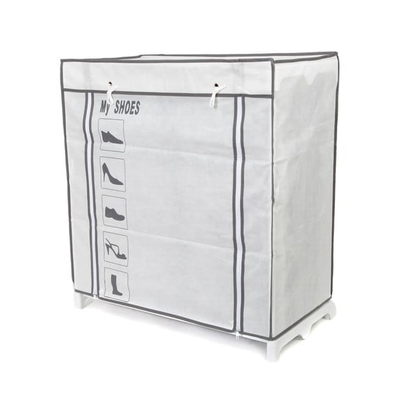 Must-valge tekstiilist jalatsiriiul Jalatsid, 25 lahtrit - Compactor-image-3