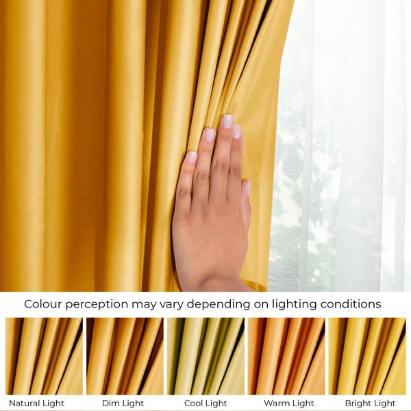 Kollane sametist dimout-kardin 140 × 245 cm Eyelets – Restilo-image-4