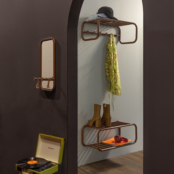 Tumepruun metallist rippuv jalatsiriiul Retro - Spinder Design-image-1