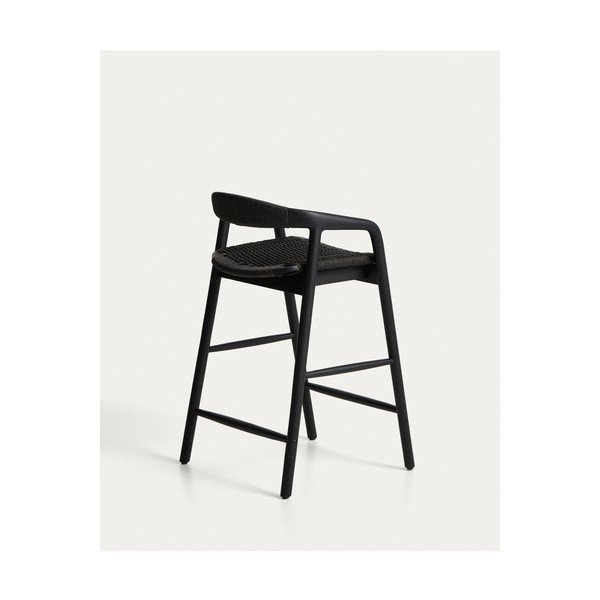 Must baaritool tammepuidust käetugedega (istme kõrgus 65 cm) Derile - Kave Home-image-2
