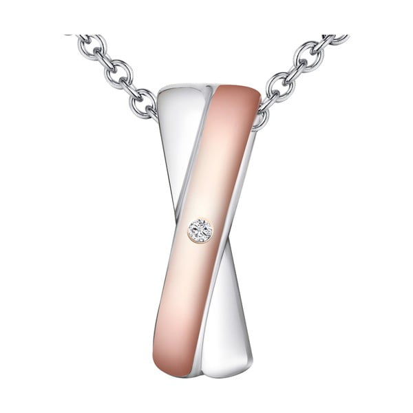 Stříbrný náhrdelník s detaily v barvě růžového zlata s pravým diamantem Tess Diamonds Albina, délka 45 cm