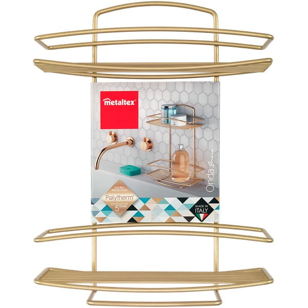 Kuldne terasest vannitoa riiul Onda - Metaltex-image-2