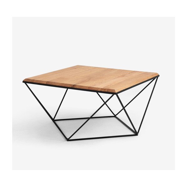 Konferenční stolek s černým podnožím a deskou z masivního dubu Custom Form Daryl, 80 x 80 cm-image-4