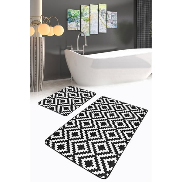 Valged-mustad vannitoamatid 2tk komplektis 60x100 cm – Mila Home-image-2