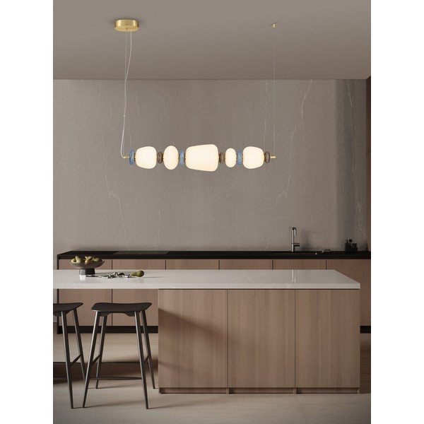 Valge/kuldne metallist LED-ripatsvalgusti portselanist/klaasist varjuga, hämardatav Palo - Nova Luce-image-2
