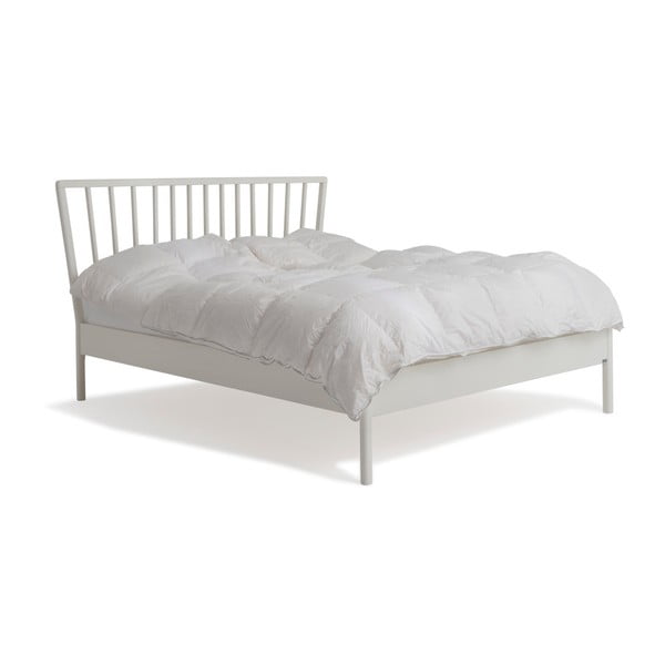 Bílá ručně vyráběná postel z masivního březového dřeva Kiteen Melodia, 160 x 200 cm