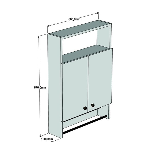 Valge vannitoa kapp koos rätikuhoidjaga, vannitoa kapp - Puqa Design-image-3
