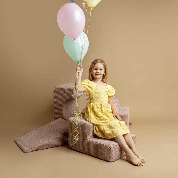 Khaki värvi velvetist-vahtplastist mänguväljak 45x170x30 cm Montessori - Meowbaby-image-2