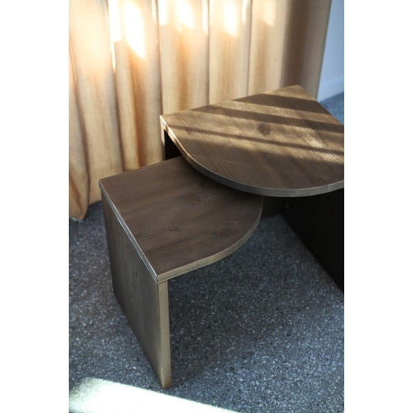 Tumepruunid männipuidust diivanilauad 2tk komplektis Combine - Karup Design-image-4