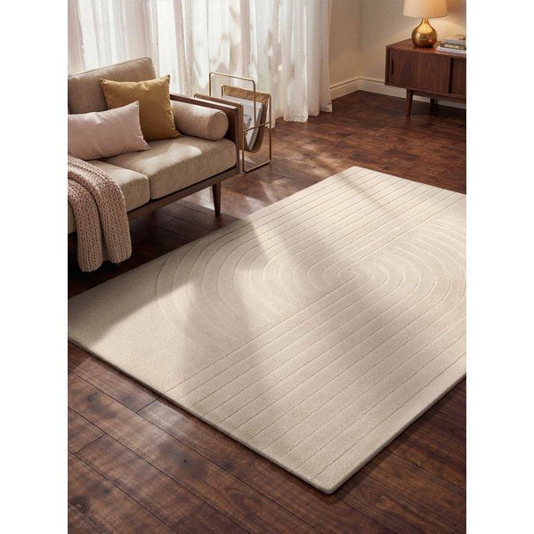 Kreemikas käsitsi kootud villane vaip 80x150 cm Arcura - Vikosa-image-1