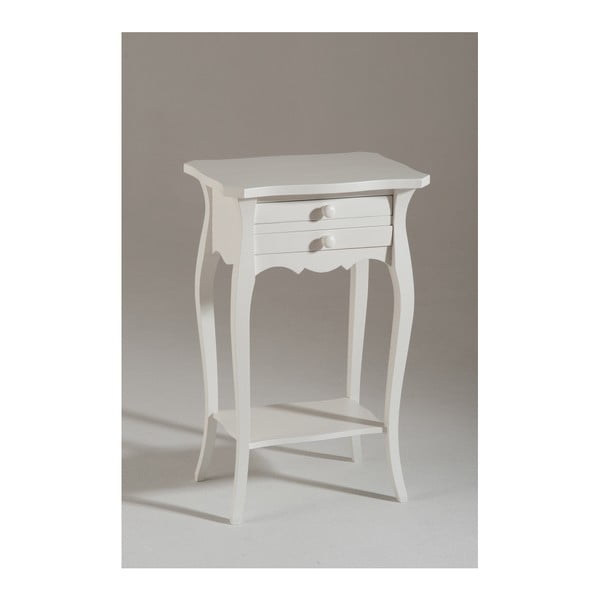 Bílý dřevěný odkládací stolek se 2 zásuvkami Castagnetti Corinne