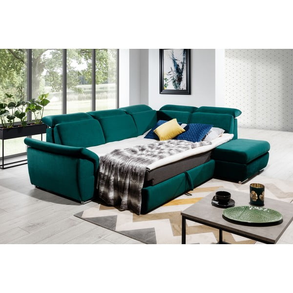 Roheline sametist lahtikäiv/sahtliga nurgadiivan (parem nurk/L-kujuline) Loreto – ELTAP-image-3