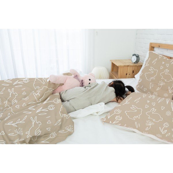 Puuvill-satiinist laste voodipesu üheinimesevoodile 135x200 cm Sweet Bunnies - Butter Kings-image-1