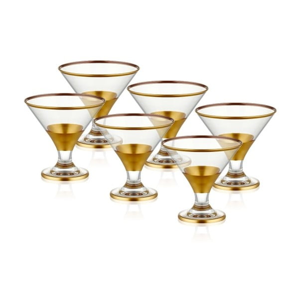 Sada 6 skleněných pohárů na servírování zmrzliny ve zlatém dekoru The Mia Glam