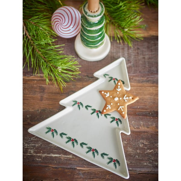 Kreem kivikeraamiline serveerimistaldrik jõulumotiiviga Berry - Bloomingville-image-1