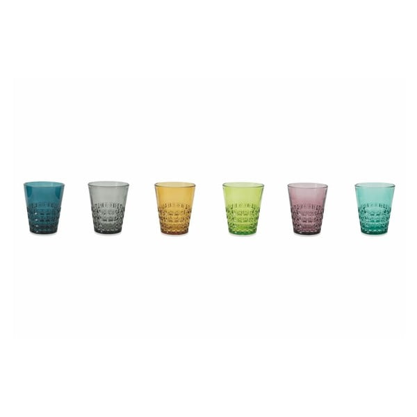 Sada 6 barevných sklenic na vodu Villa d'Este Pixel, 270 ml