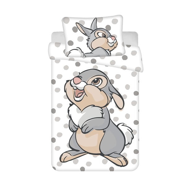 Valge-hall puuvillane laste voodipesu 100x135 cm Thumper "Dots" - Jerry Fabrics