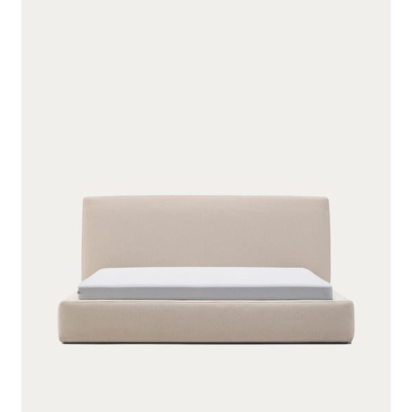 Beež polsterdatud üheinimesevoodi ilma voodipõhjata 90x200 cm Blok - Kave Home-image-3