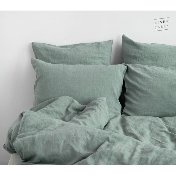 Roheline/sinine linane tekikott 200x200 cm Milieu – Linen Tales-image-3