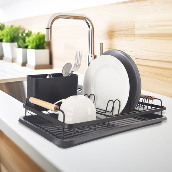 Must metallist nõudekuivatusrest 43x28,5 cm Radka - Orion-image-1