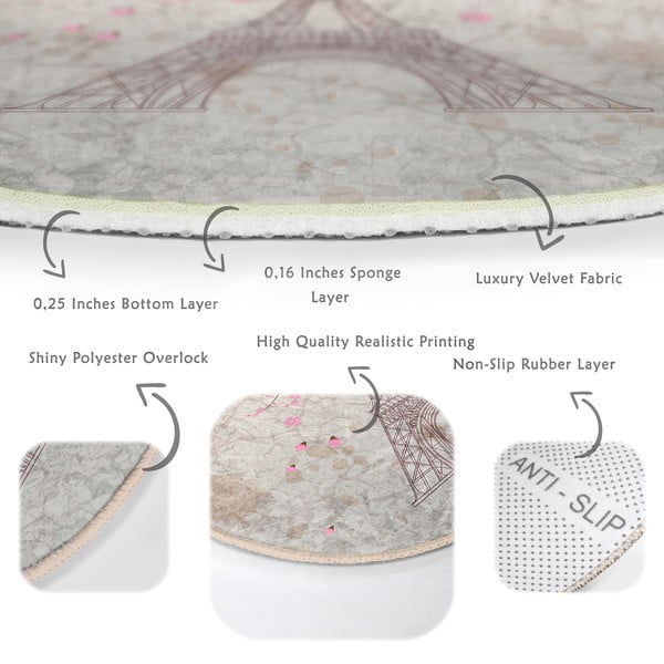 Heleroosa pestav ümmargune vaip, sobitub robottolmuimejaga ø 120 cm Comfort - Mila Home-image-4