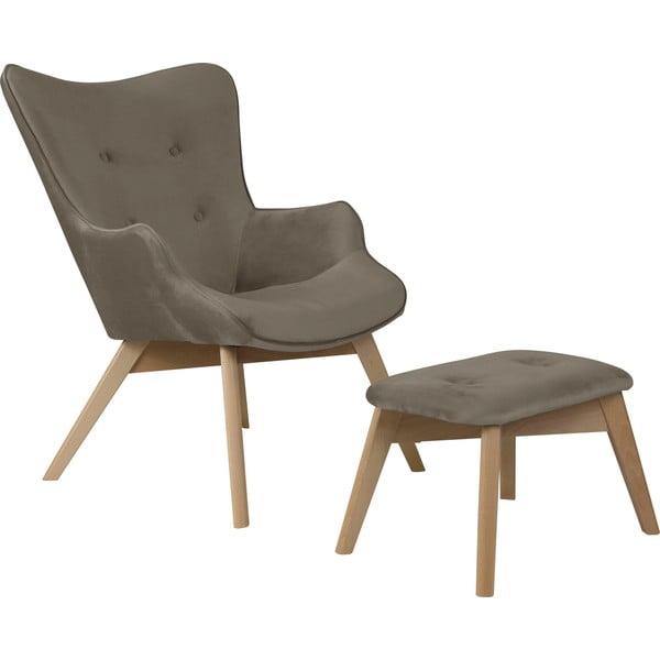 Helepruun sametist tugitool koos jalatoega Niko - Ropez