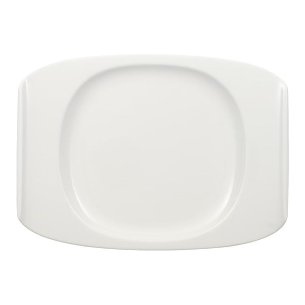 Bílý hranatý talíř z porcelánu Villeroy & Boch Urban Nature, 27 x 19,5 cm