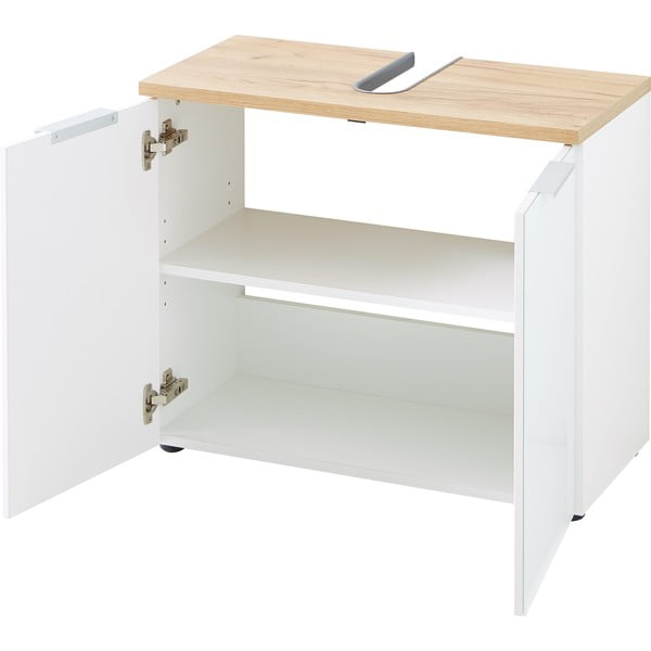 Valge valamu all olev valge tamme värvi kapi 70x58 cm Pescara - Germania-image-3