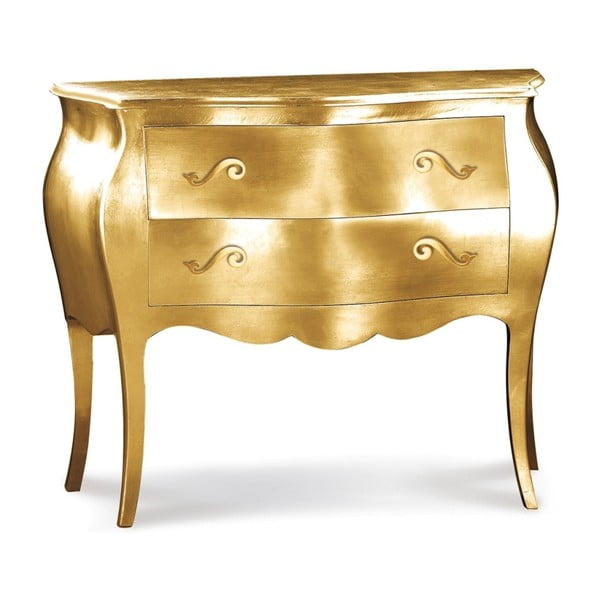 Dřevěná komoda ve zlaté barvě se 2 zásuvkami Castagnetti
