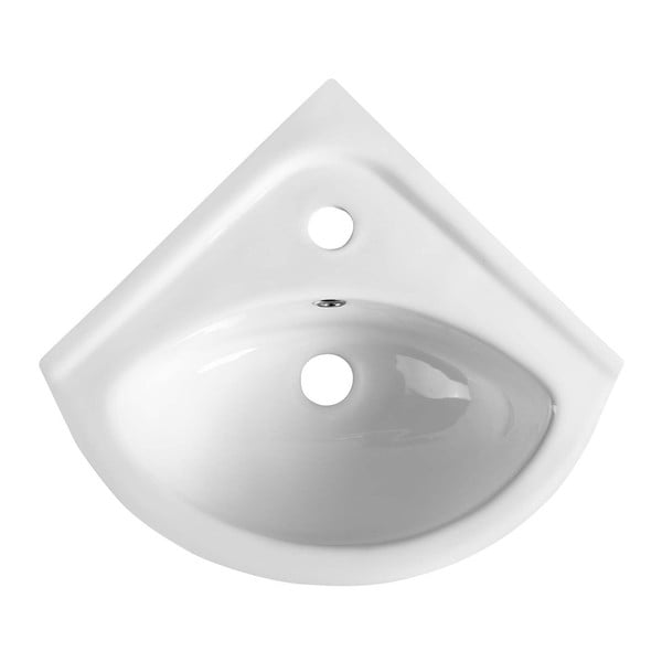 Valge nurgas keraamika väike vannitoa valamu  34x34 cm Luigi – Sapho-image-2