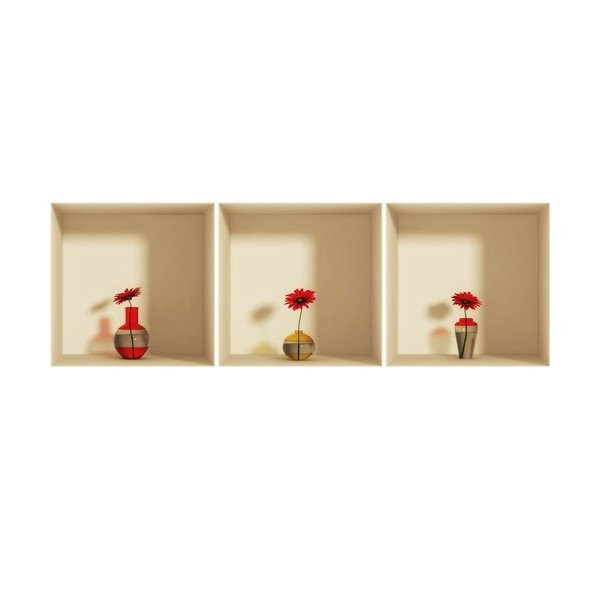 Sada 3 samolepek s 3D efektem Ambiance Gerberas-image-2