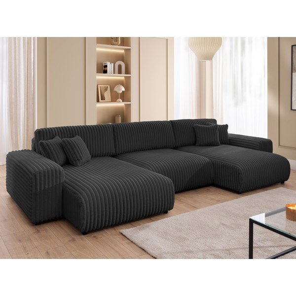 Tumehall velvetist panipaigaga nurgadiivanvoodi (U-kujuline) Sarina - Ropez-image-4