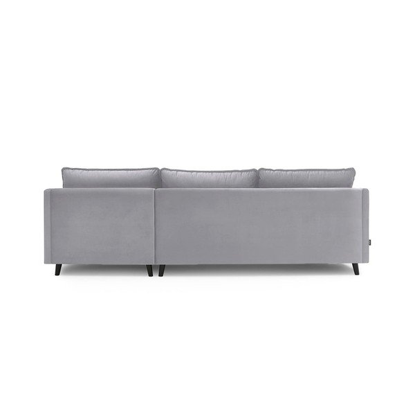 (II. jakost) Světle šedá sametová rozkládací rohová pohovka Bobochic Paris Loft, levý roh-image-4