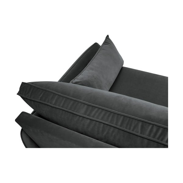 Tumehall sametist diivan mustade jalgadega , 198 cm Lento - Kooko Home-image-4