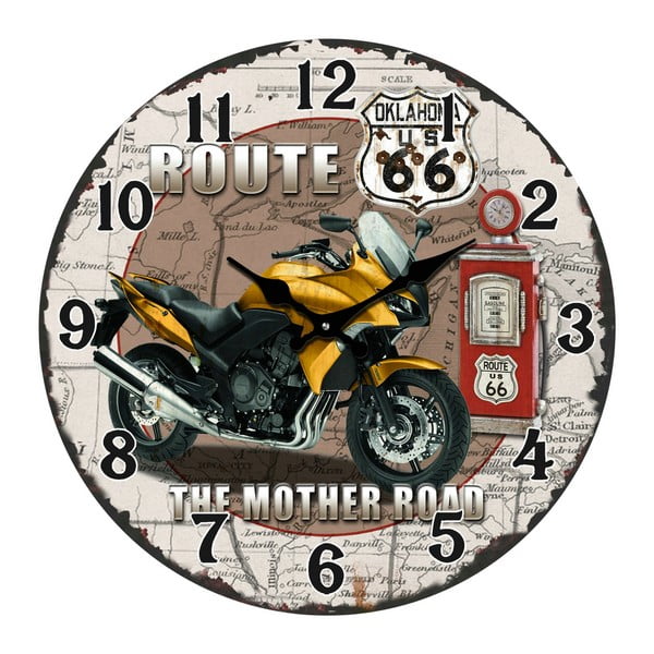 Skleněné hodiny The Mother Road, 38 cm