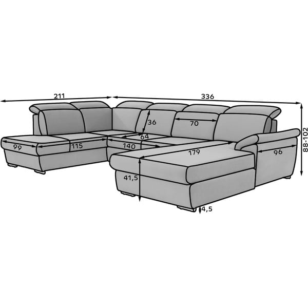 Must lahtikäiv nurgadiivan (vasak nurk/U-kujuline) Evanell – ELTAP-image-3