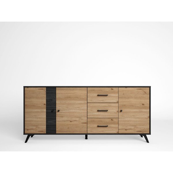 Must/loomulik madal kapp tammepuust 181x81 cm Bocami - Marckeric-image-1
