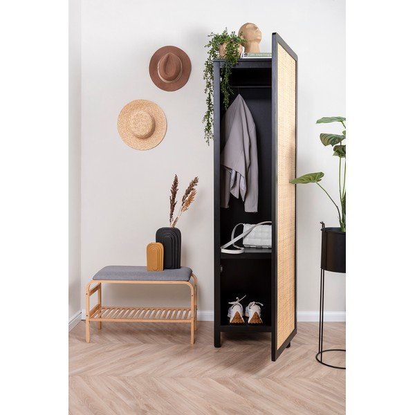 Černá dřevěná šatní skříň Leitmotiv Galant-image-1