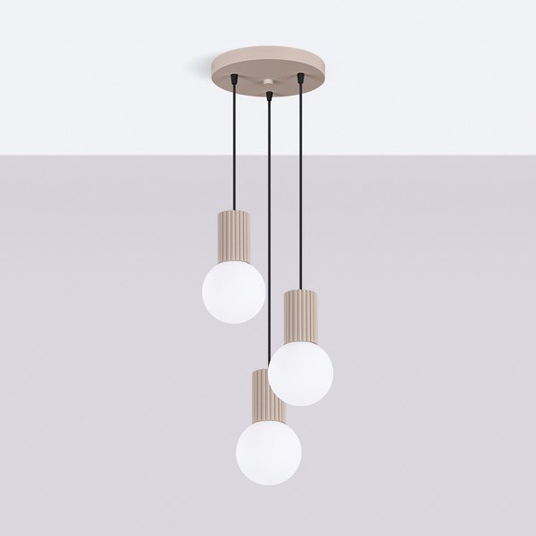 Taupe rippvalgusti klaasist varjuga ø 25 cm Orbital - Sollux-image-3