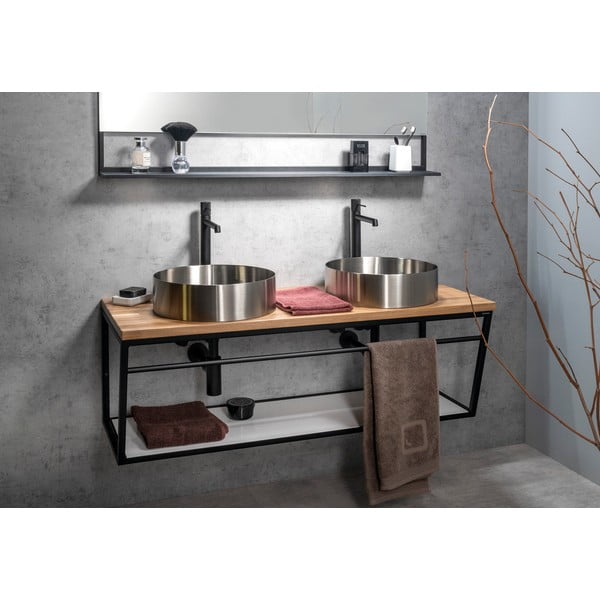 Hõbe ümmargune roostevabast terasest kraanikauss ø 38 cm Aurum - Sapho-image-4