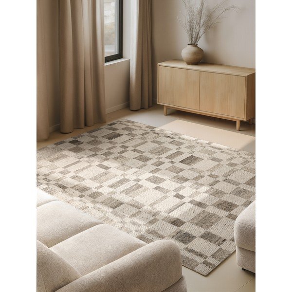 Kreemikas käsitsi kootud villane vaip 120x180 cm Boho 1.0 Structa - Vikosa-image-1