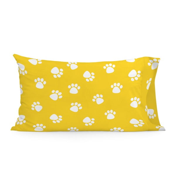 Žlutý bavlněný povlak na polštář Mr. Fox Dogs, 50 x 75 cm