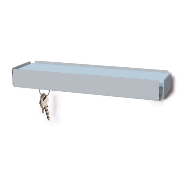 Světle šedý věšák na klíče se světle modrou poličkou Konstantin Slawinski Key Box