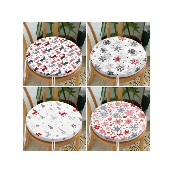 Jõulumotiiviga istmepadjad 4tk komplektis, ø 40 cm Snowflakes - Mila Home-image-1