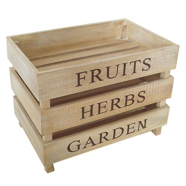 Sada 3 přepravek Fruits, Herbs, Garden