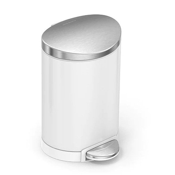 Valge astmeline terasest prügikast 6 l - simplehuman-image-3