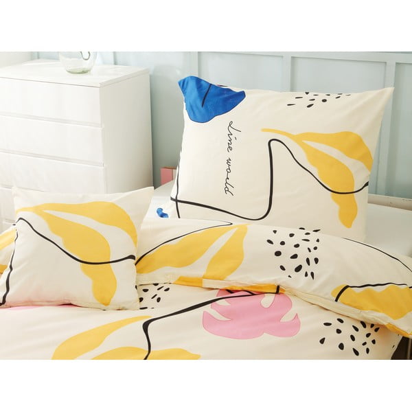 Kollane 3-osaline voodipesu üheinimesevoodile mikrosatiinist 140x200 cm Sophia - My House-image-1
