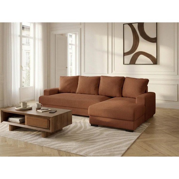 Oranž velvetist diivanvoodi/panipaigaga nurgadiivan (parem nurk/diivanvoodiga) Campi - Bobochic Paris-image-1