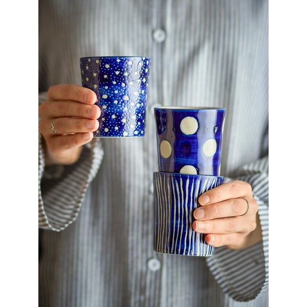 Tumesinised kivikeraamikast espressotassid 3tk komplektis 190 ml Minoa - Bloomingville-image-1